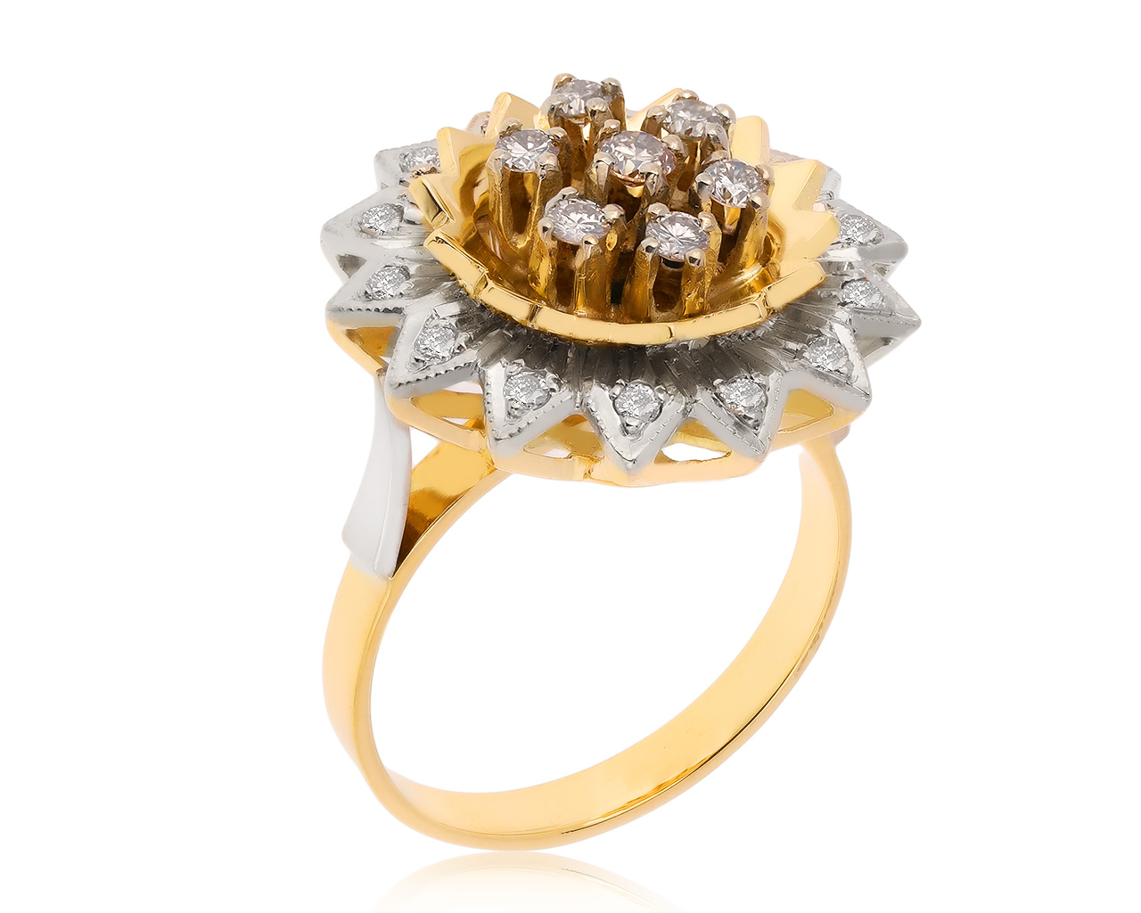 Винтажное золотое кольцо с бриллиантами 0.52ct СССР