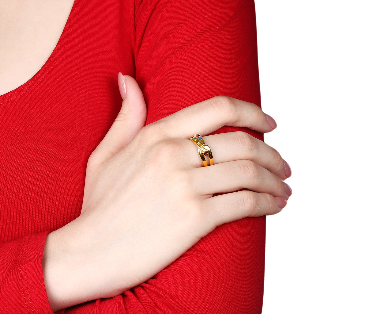 Оригинальное золотое кольцо с цветными камнями 0.73ct Guy Laroche