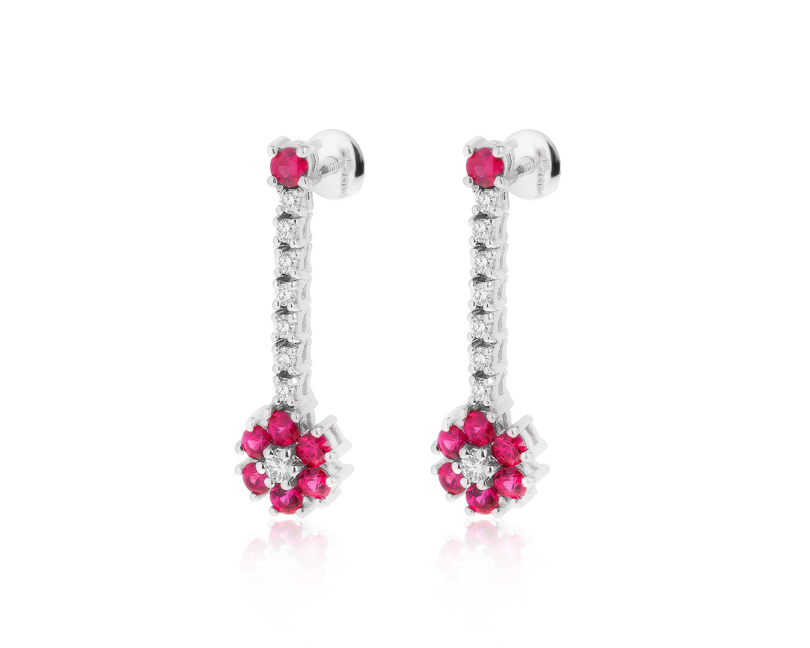 Притягательные золотые серьги с рубинами 1.05ct