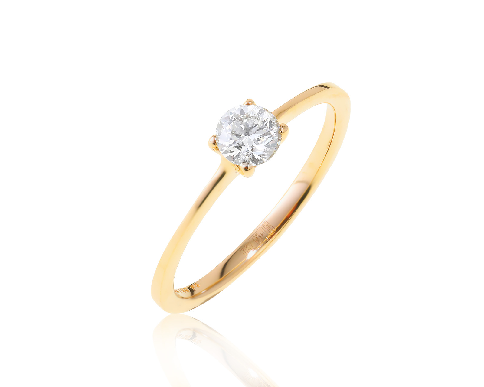 Изящное золотое кольцо с бриллиантом 0.32ct