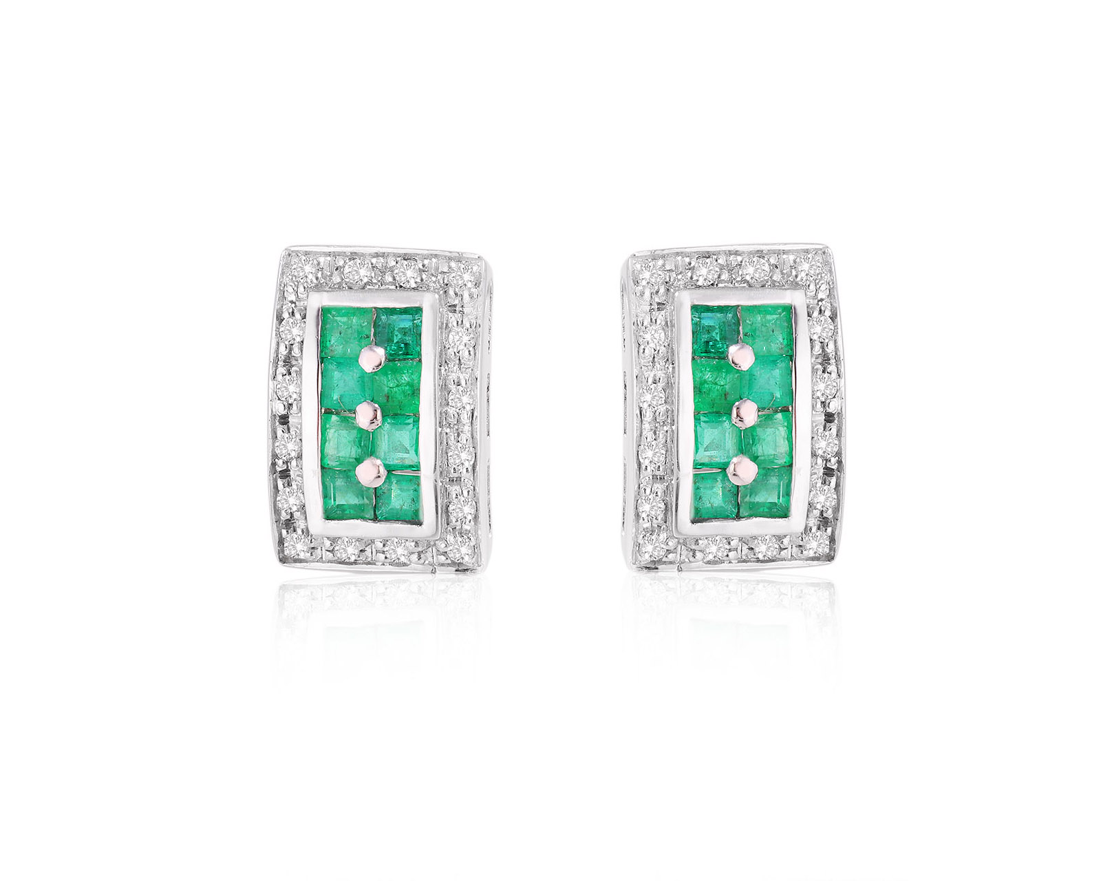 Золотые серьги с изумрудами 0.80ct и бриллиантами 0.20ct 101224/9