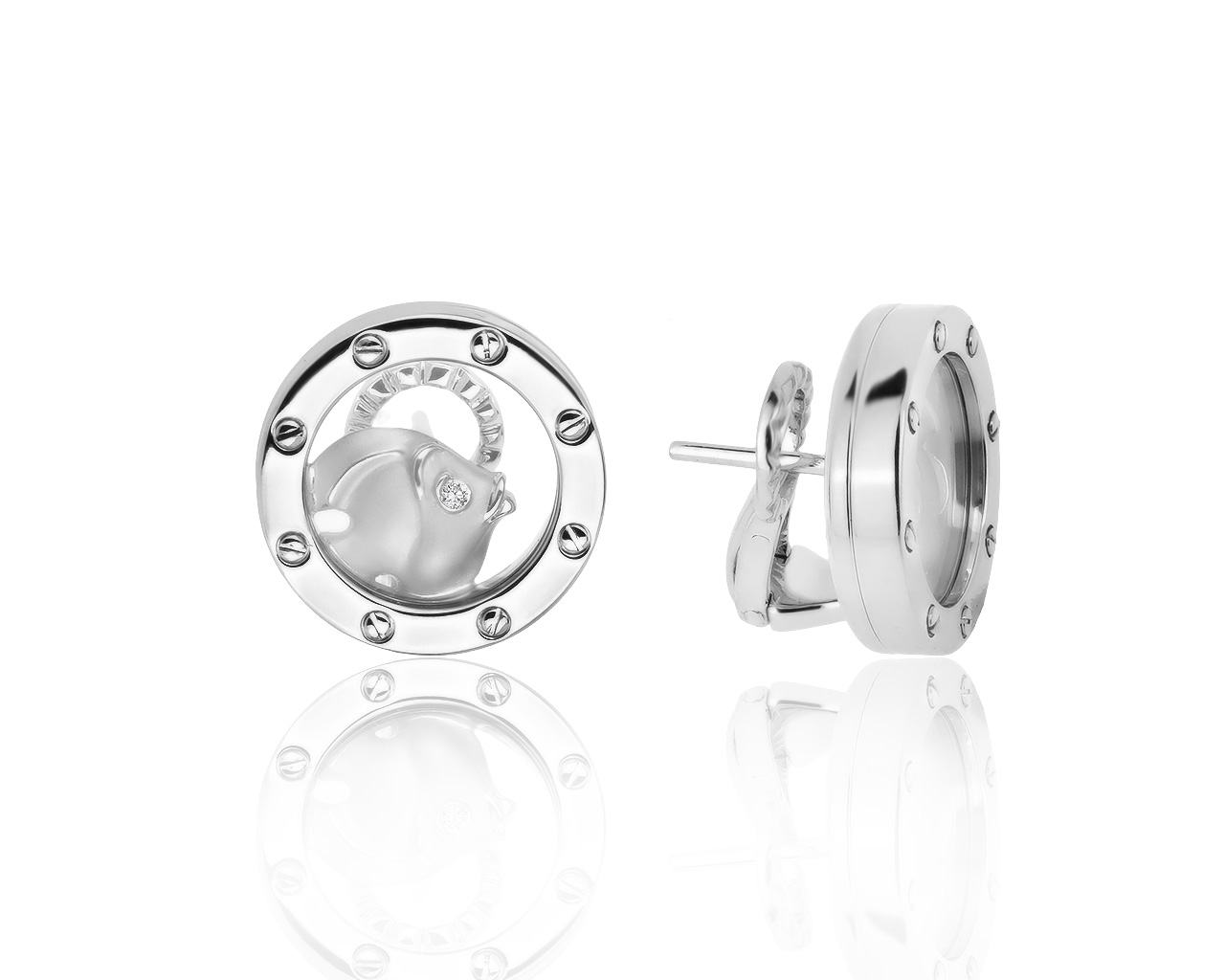 Оригинальные золотые серьги с бриллиантами 0.02ct Magerit