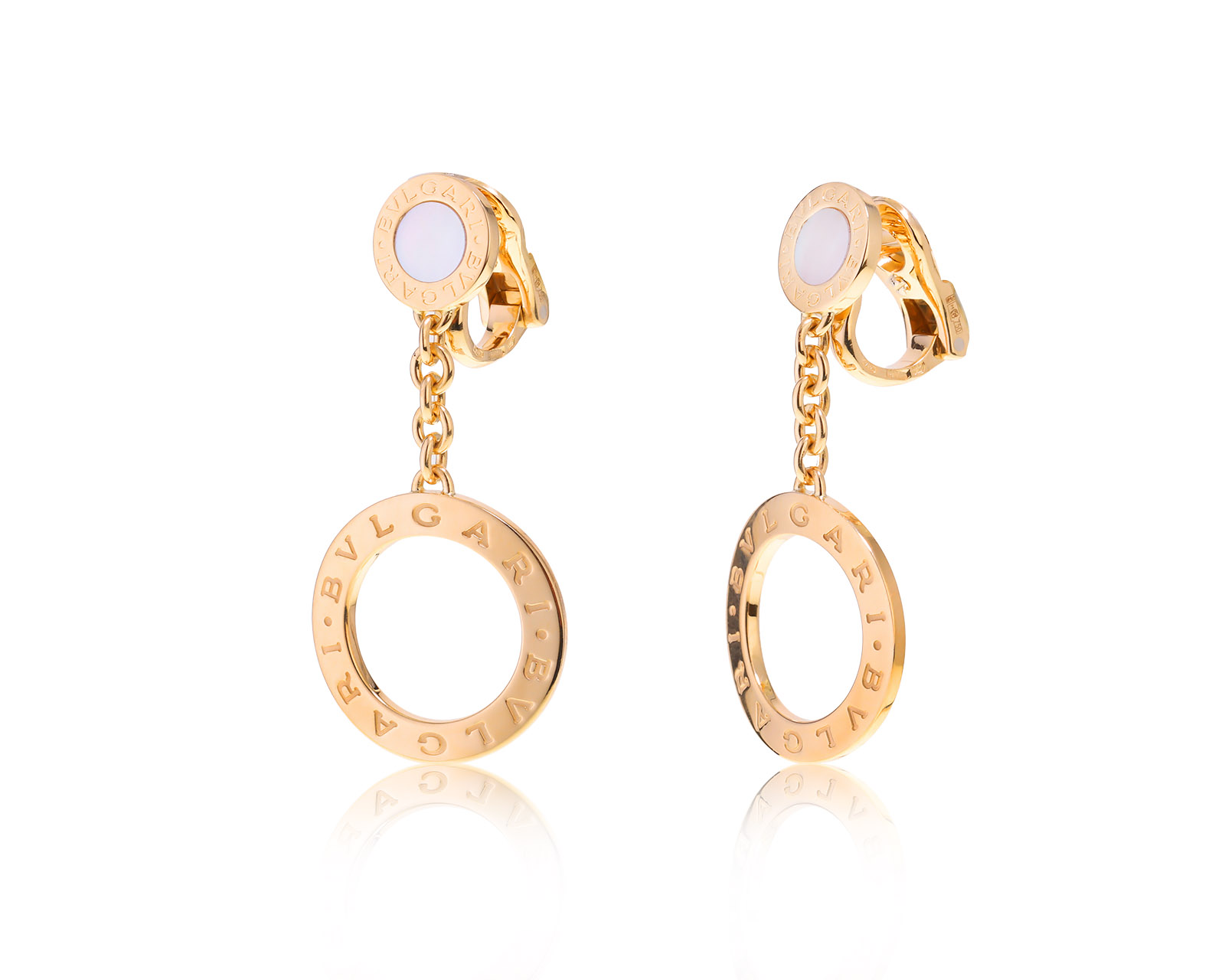 Оригинальные золотые серьги с перламутром Bvlgari 110922/2