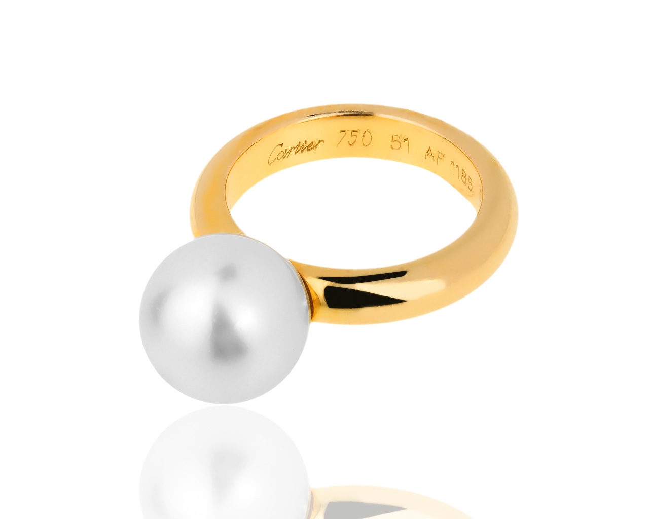 Оригинальное золотое кольцо с жемчужиной Cartier