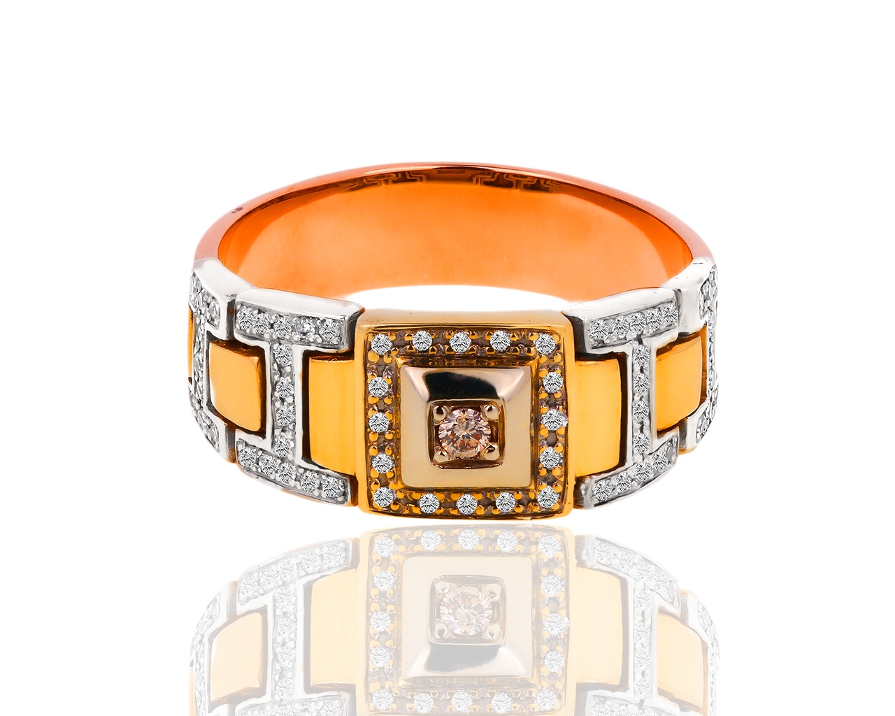 Золотое кольцо-печатка с бриллиантами 0.33ct