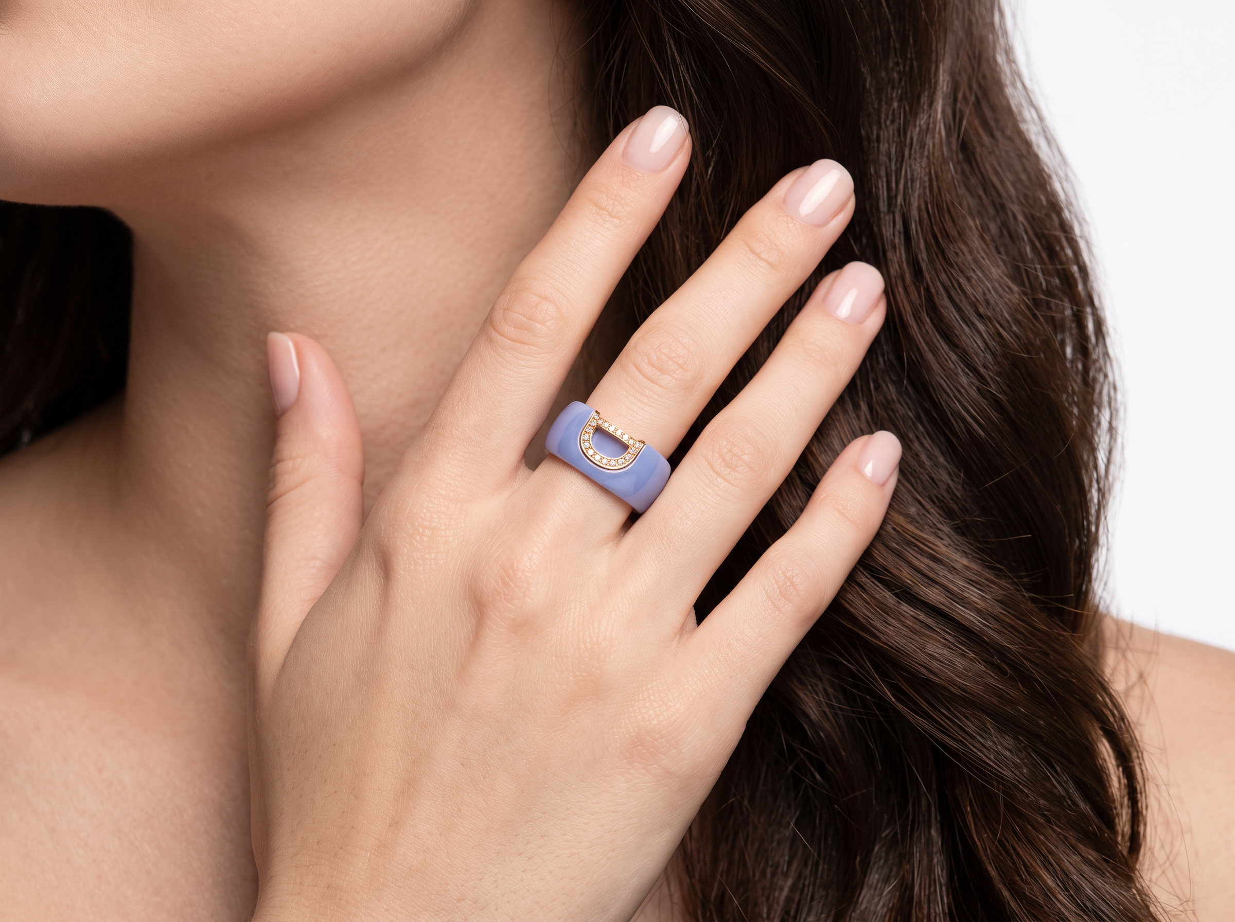 Оригинальное золотое кольцо с бриллиантами 0.20ct Damiani D.Icon Blue Ceramic