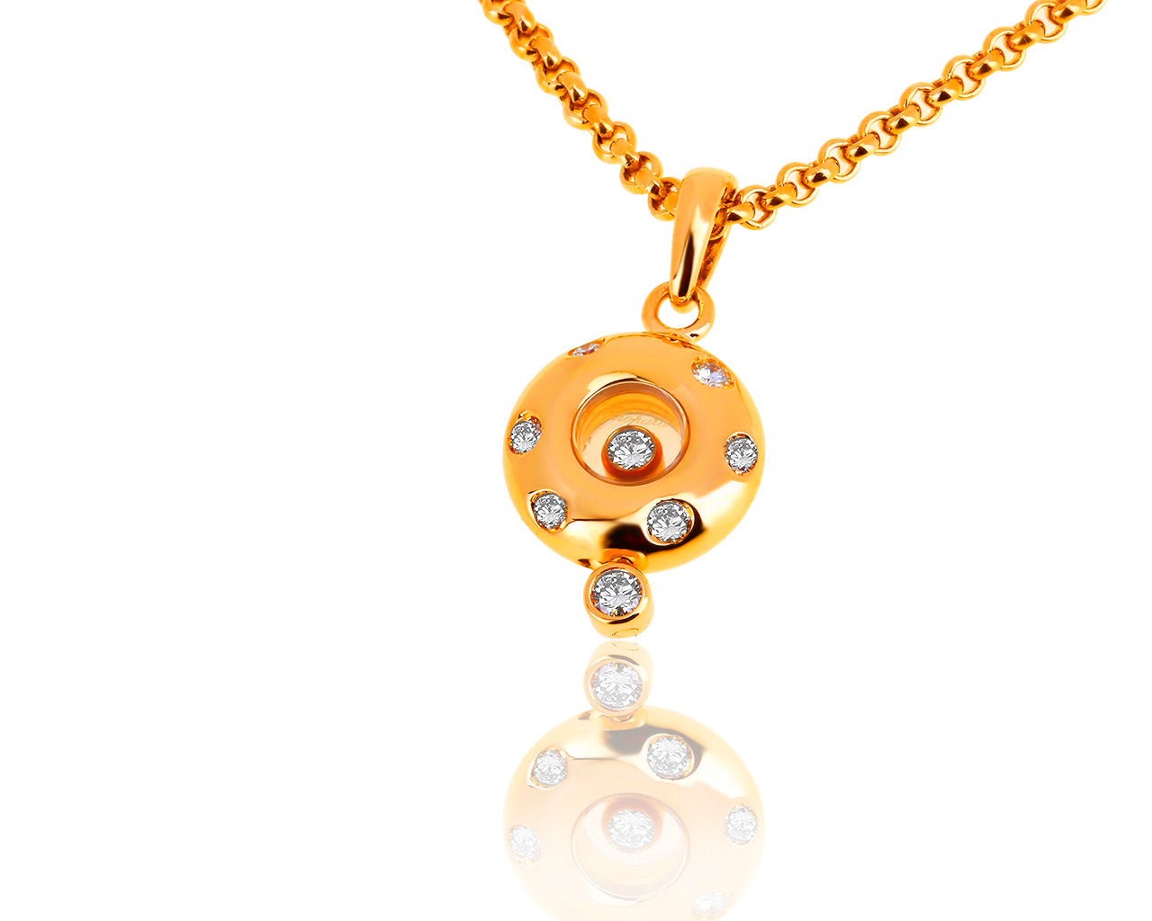 Оригинальный золотой кулон с бриллиантами 0.22ct Chopard