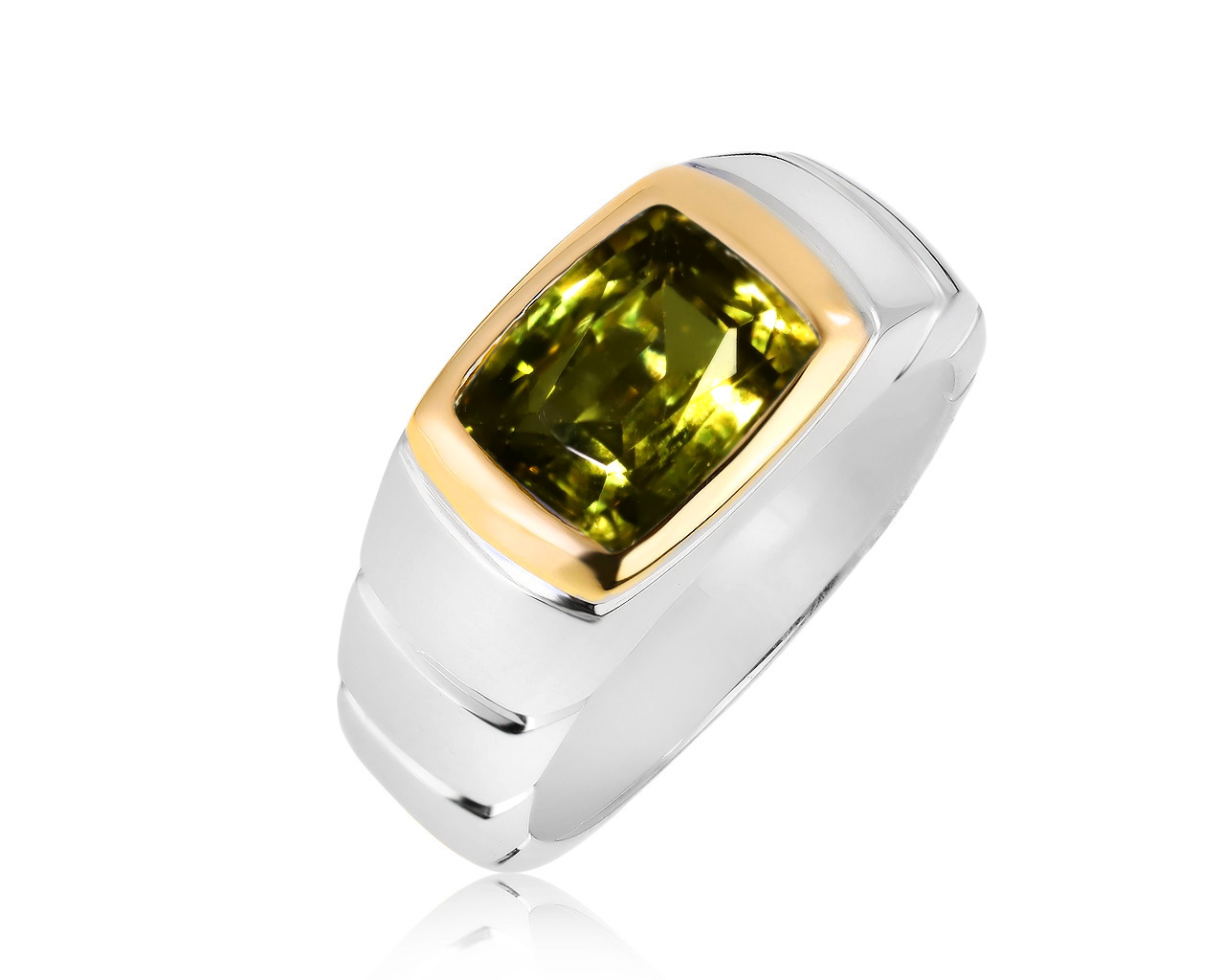 Удивительное золотое кольцо с хризоберилом 4.26ct