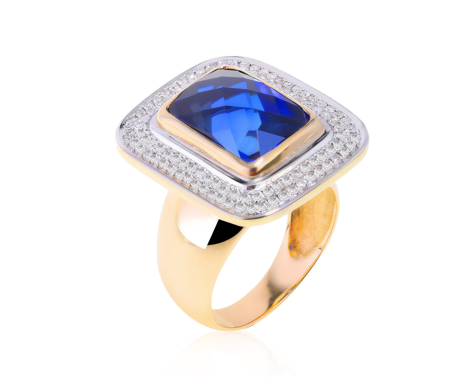 Прелестное золотое кольцо с сапфиром 13.62ct
