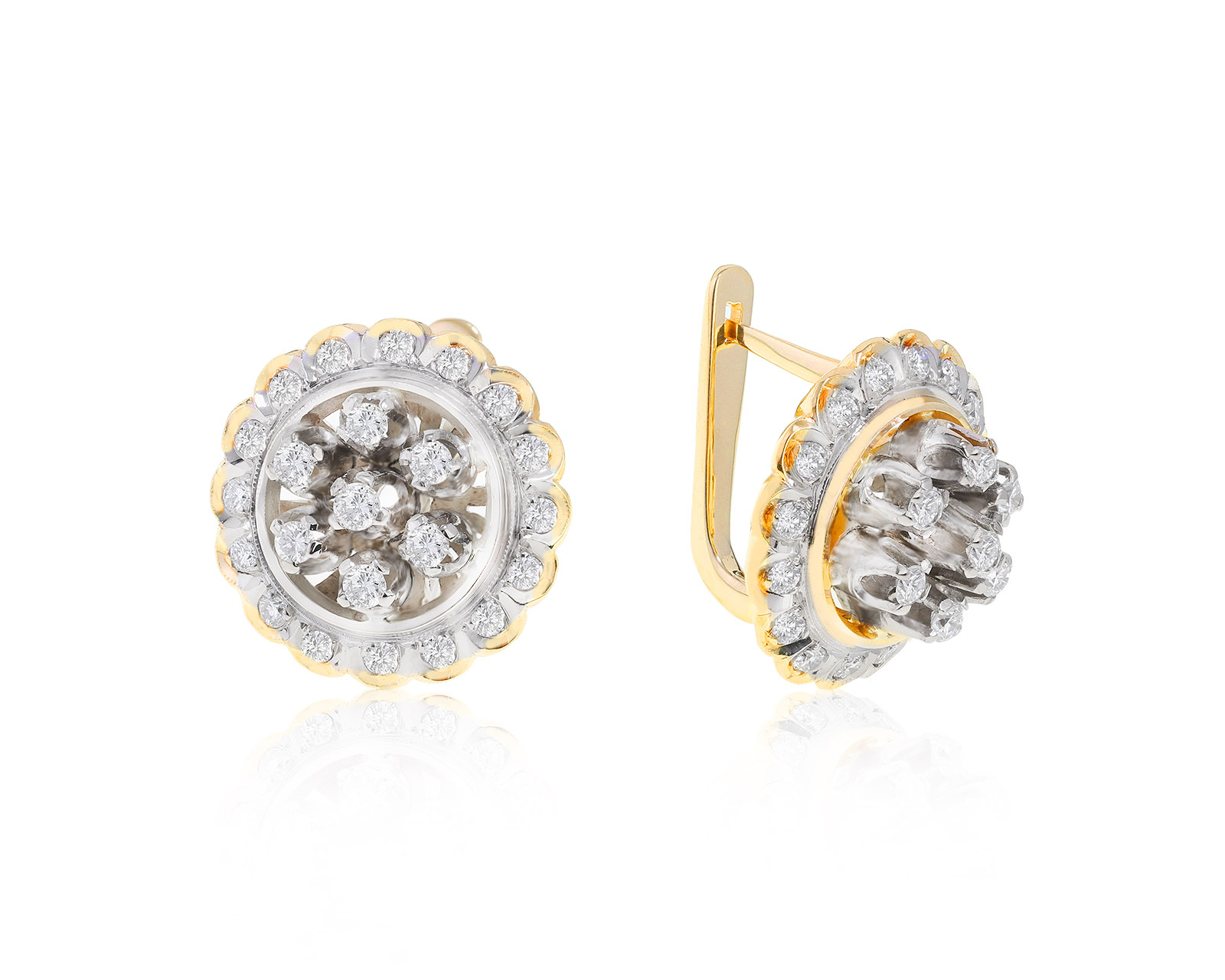 Богатые золотые серьги с бриллиантами 1.66ct 171121/10