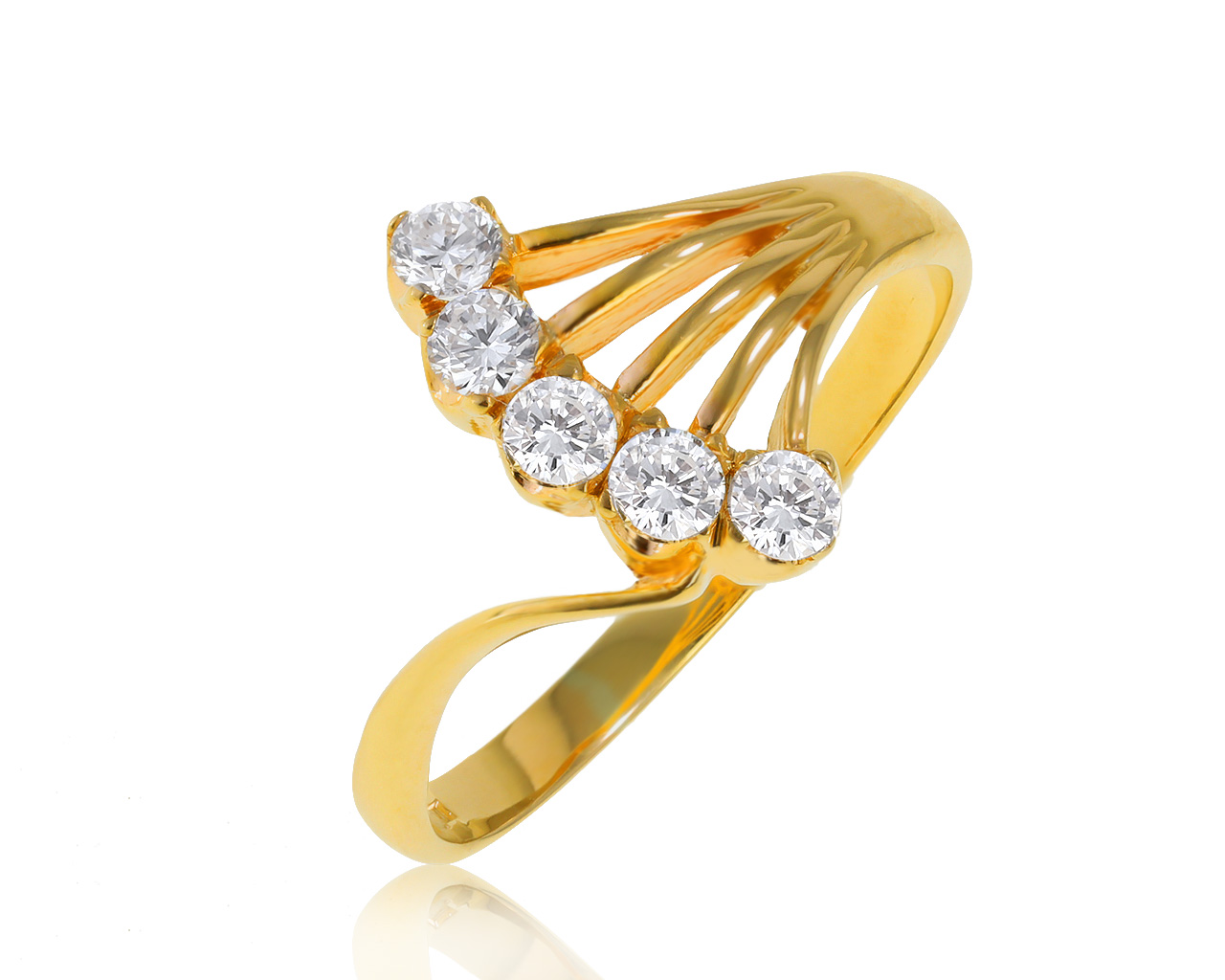Модное золотое кольцо с бриллиантами 0.33ct