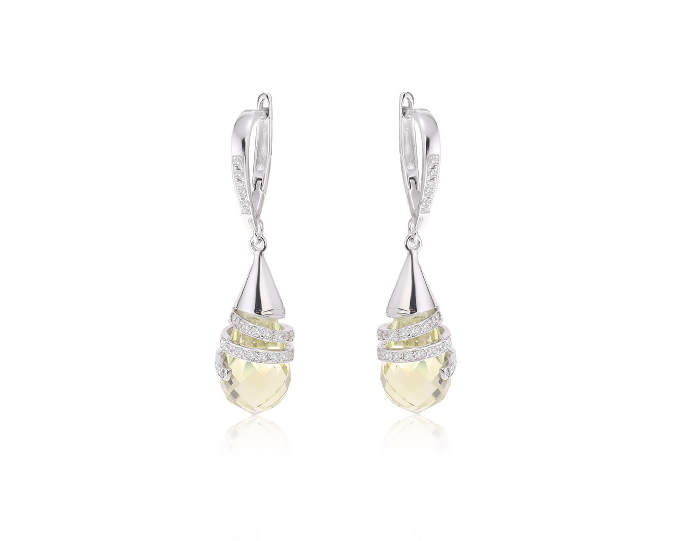 Золотые серьги с цитринами 19.20ct и бриллиантами 0.83ct 270723/5 Золотые серьги с цитринами 19.20ct и бриллиантами 0.83ct 270723/5
