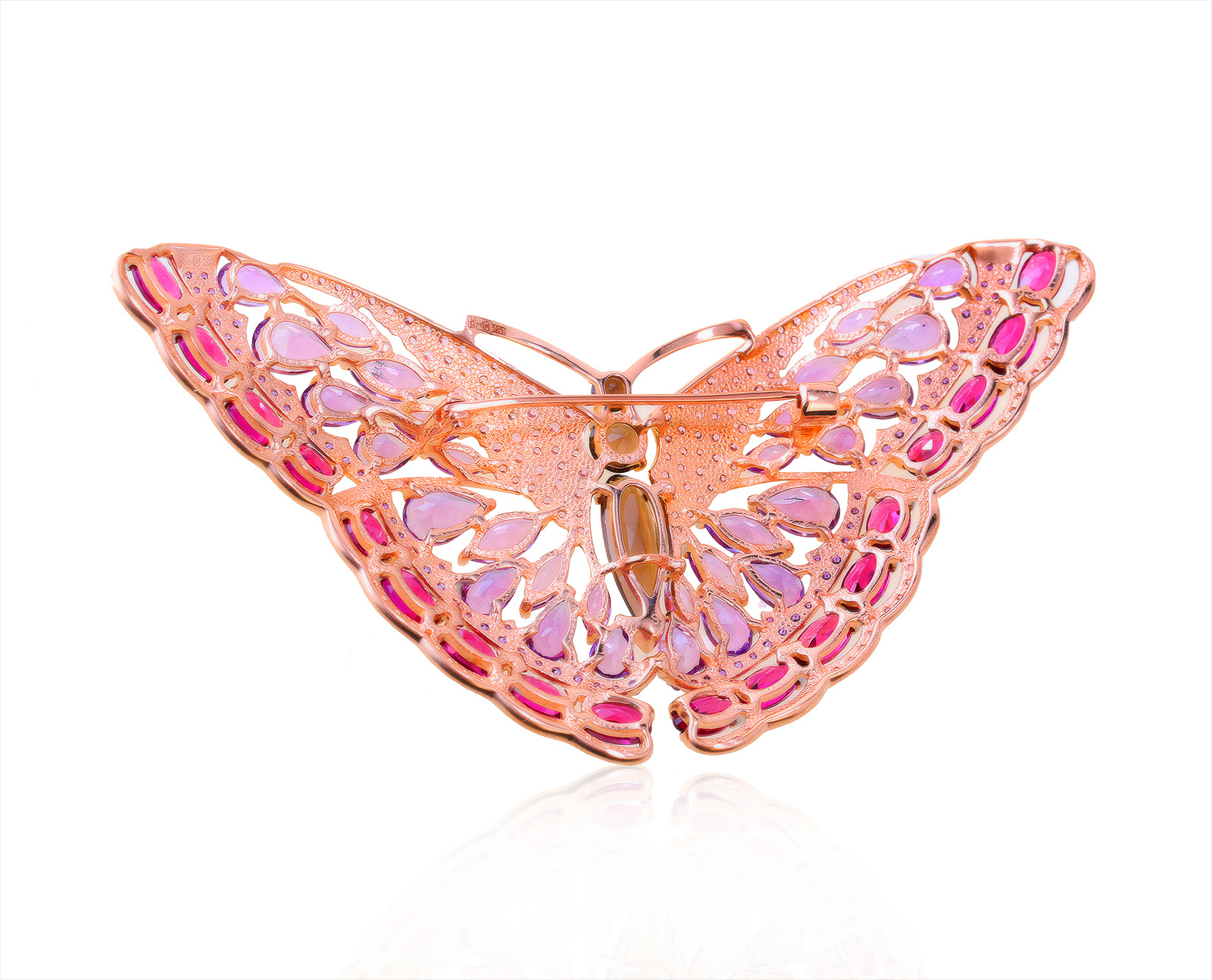 Очаровательная золотая брошь с цветными камнями 8.72ct