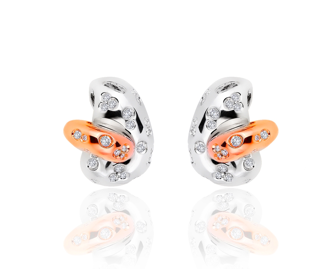 Оригинальные золотые серьги с бриллиантами 1.20ct и рубинами Roberto Coin 040619/22