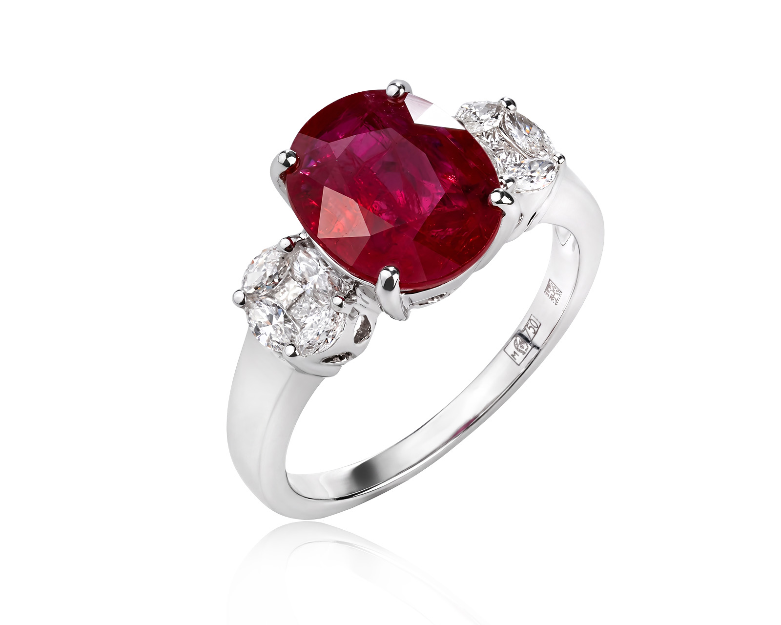 Золотое кольцо с рубином 2.93ct и бриллиантами 0.37ct 080626/4