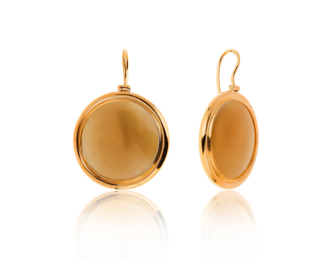 Красивые золотые серьги с сердоликом 23.26ct