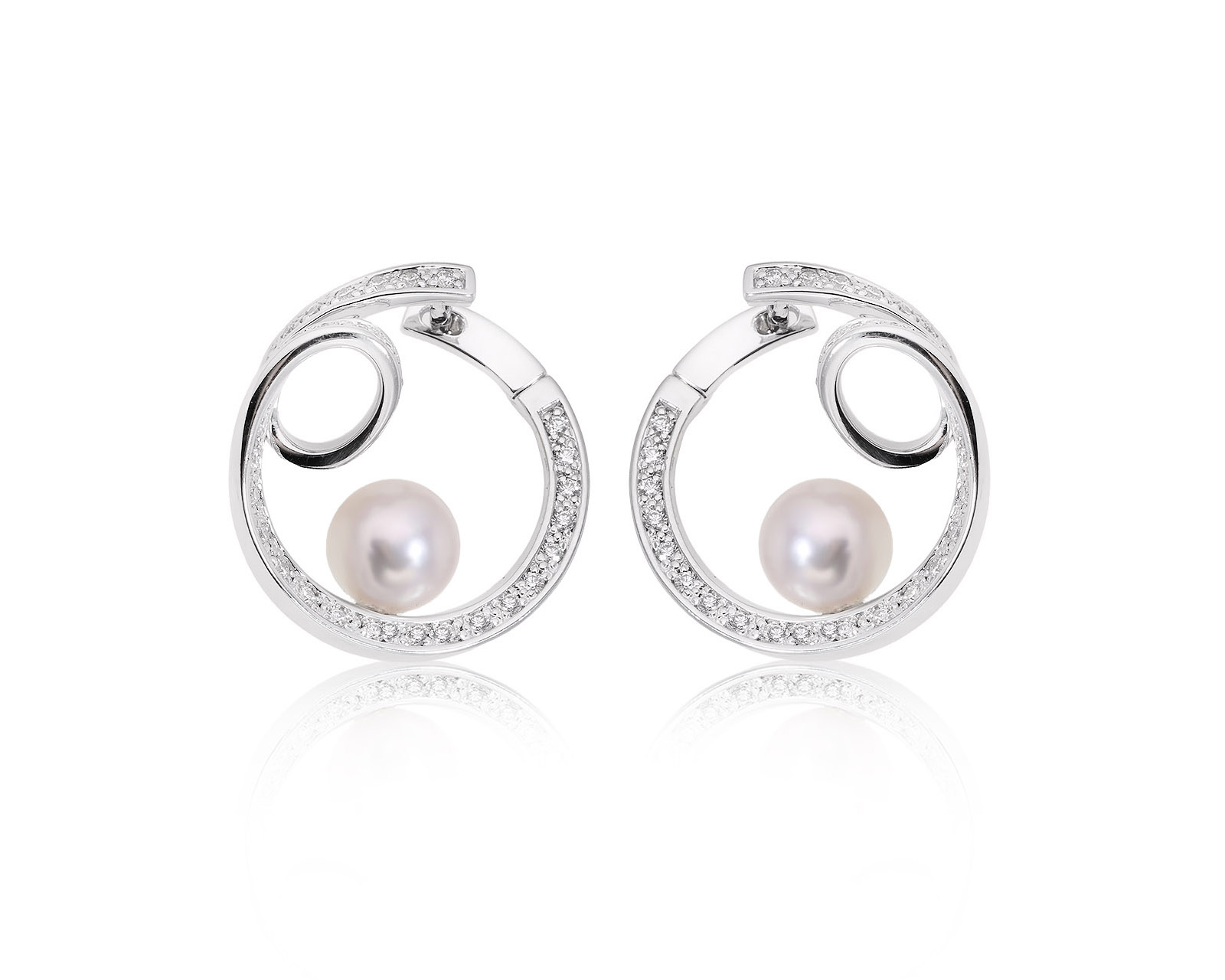 Оригинальные золотые серьги с жемчугом Акойя 7.35 мм Mikimoto 021225/6