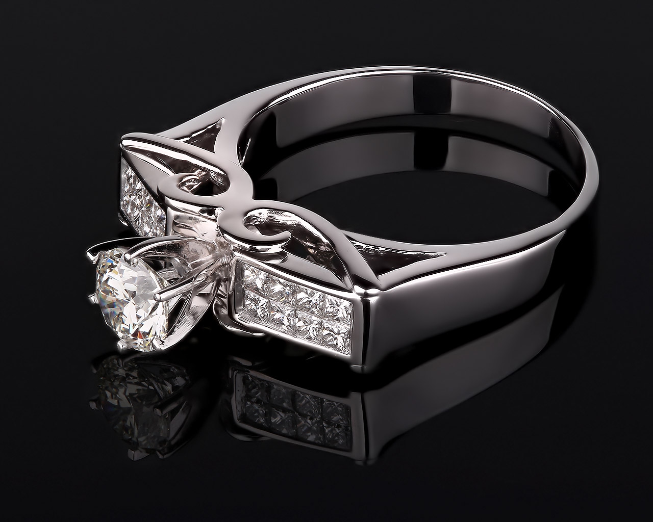 Королевское золотое кольцо с бриллиантами 1.16ct 260217/2