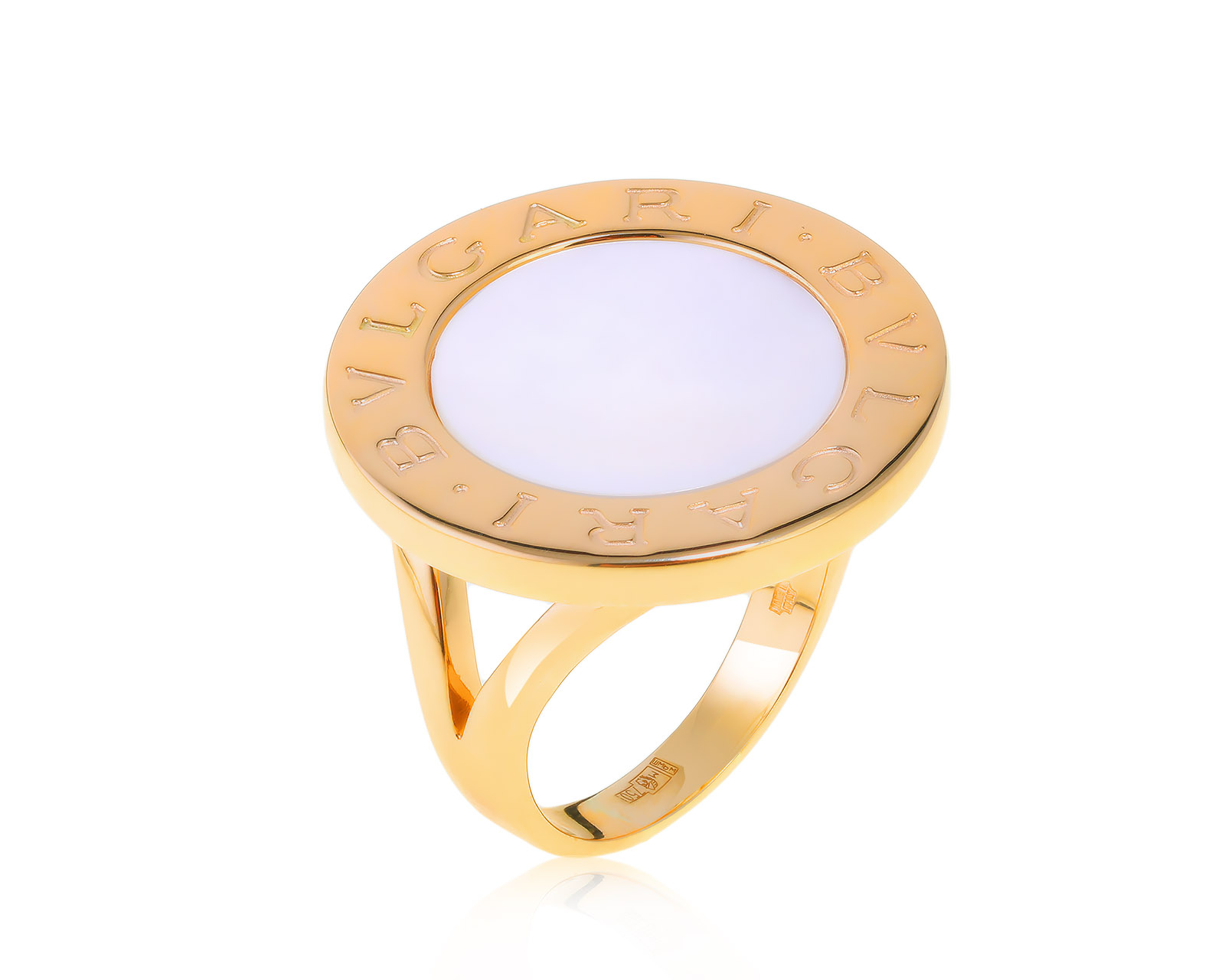 Оригинальное золотое кольцо с перламутром 4.20ct Bvlgari