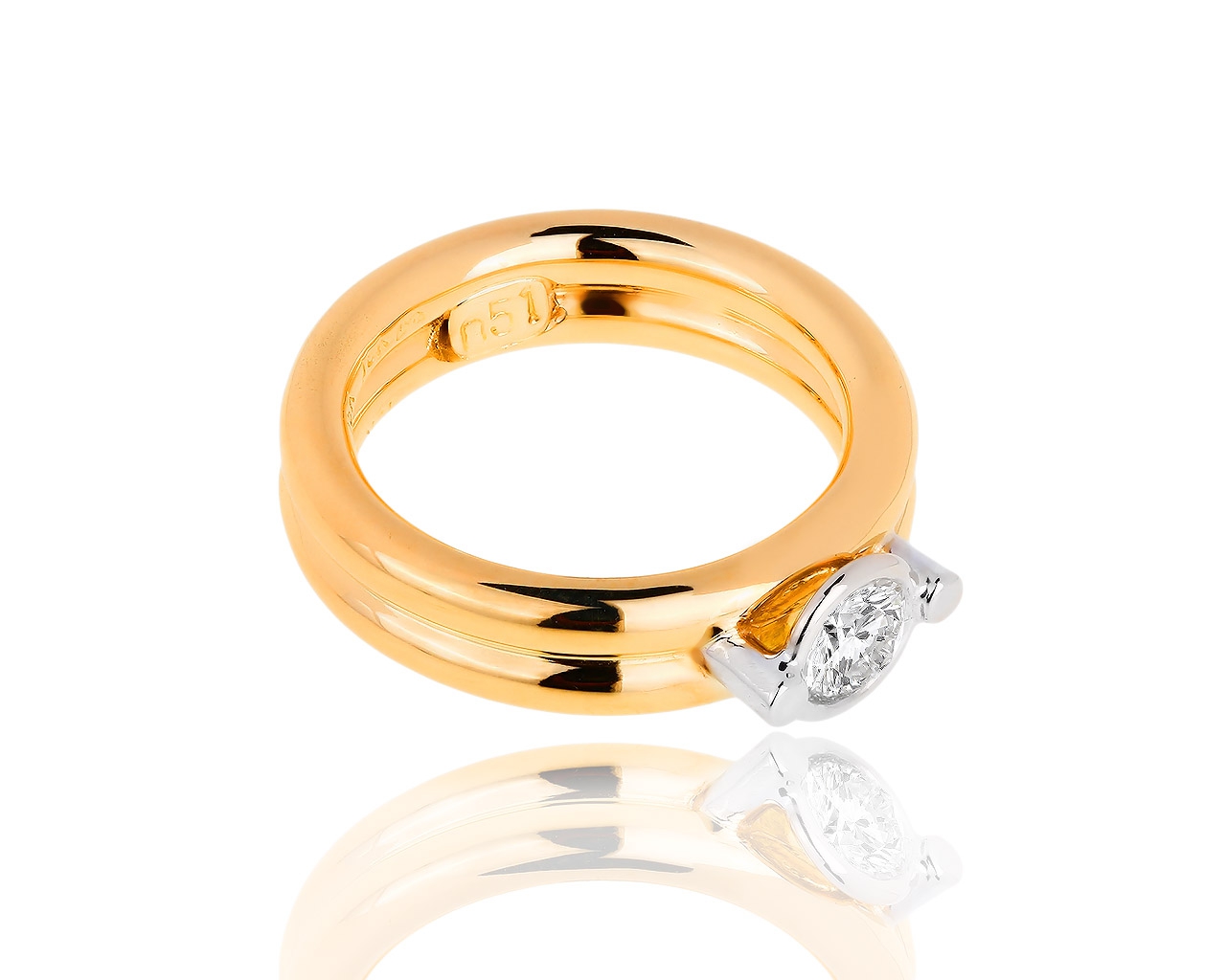 Массивное золотое кольцо с бриллиантом 0.54ct