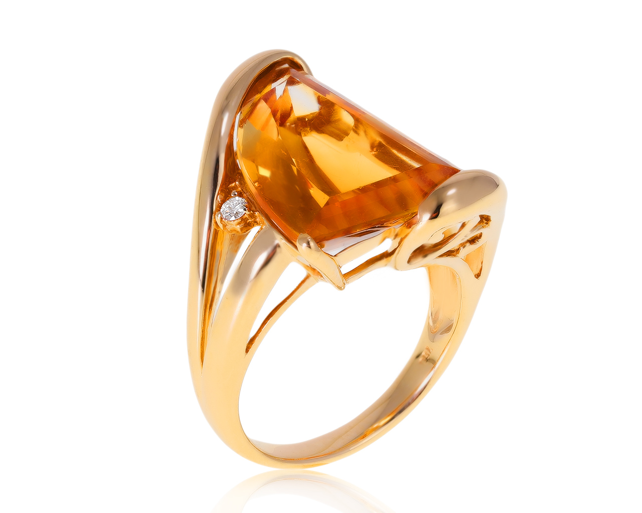 Богатое золотое кольцо с цитрином 6.01ct 281120/5