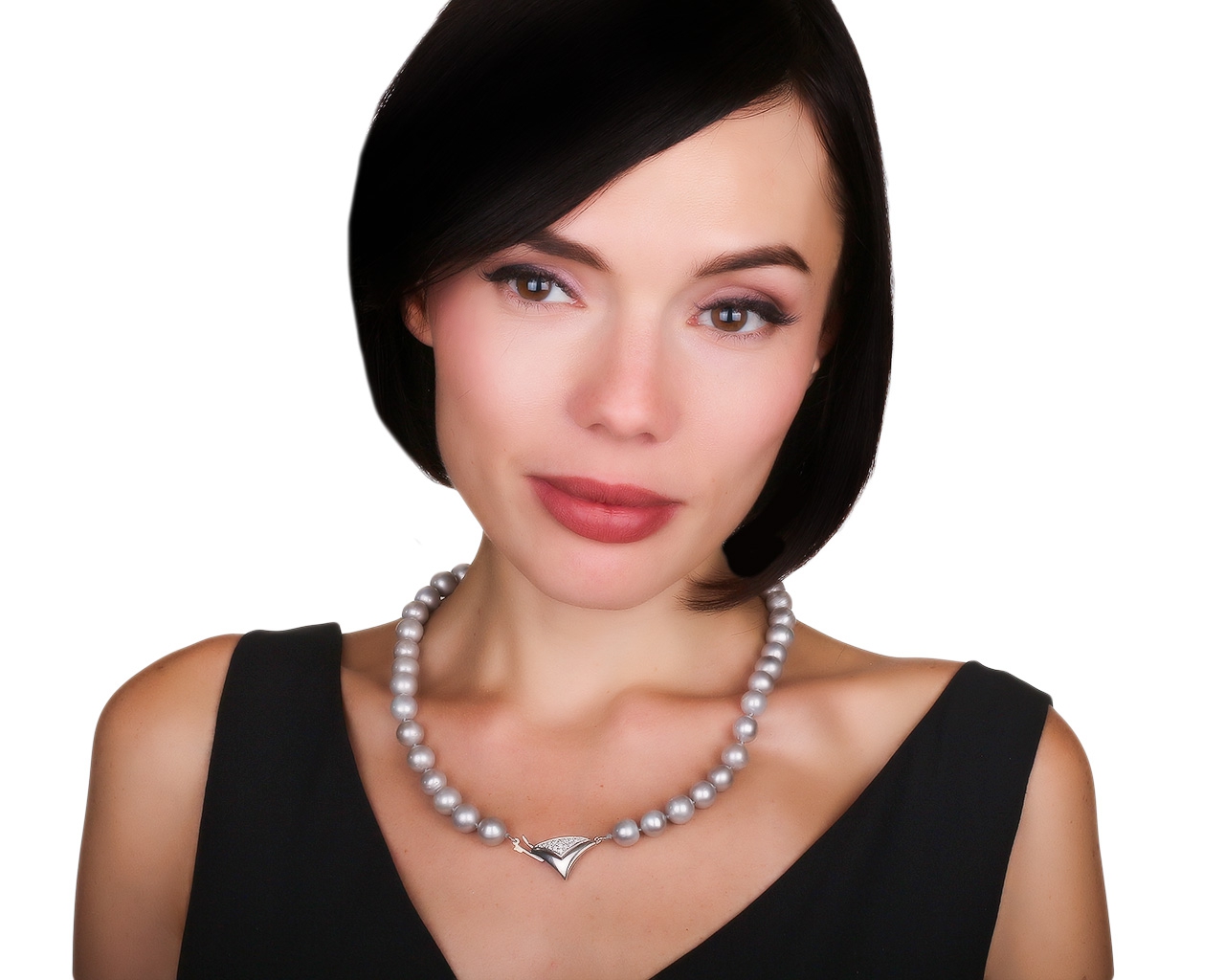 Роскошное золотое колье с жемчугом и бриллиантами 0.20ct