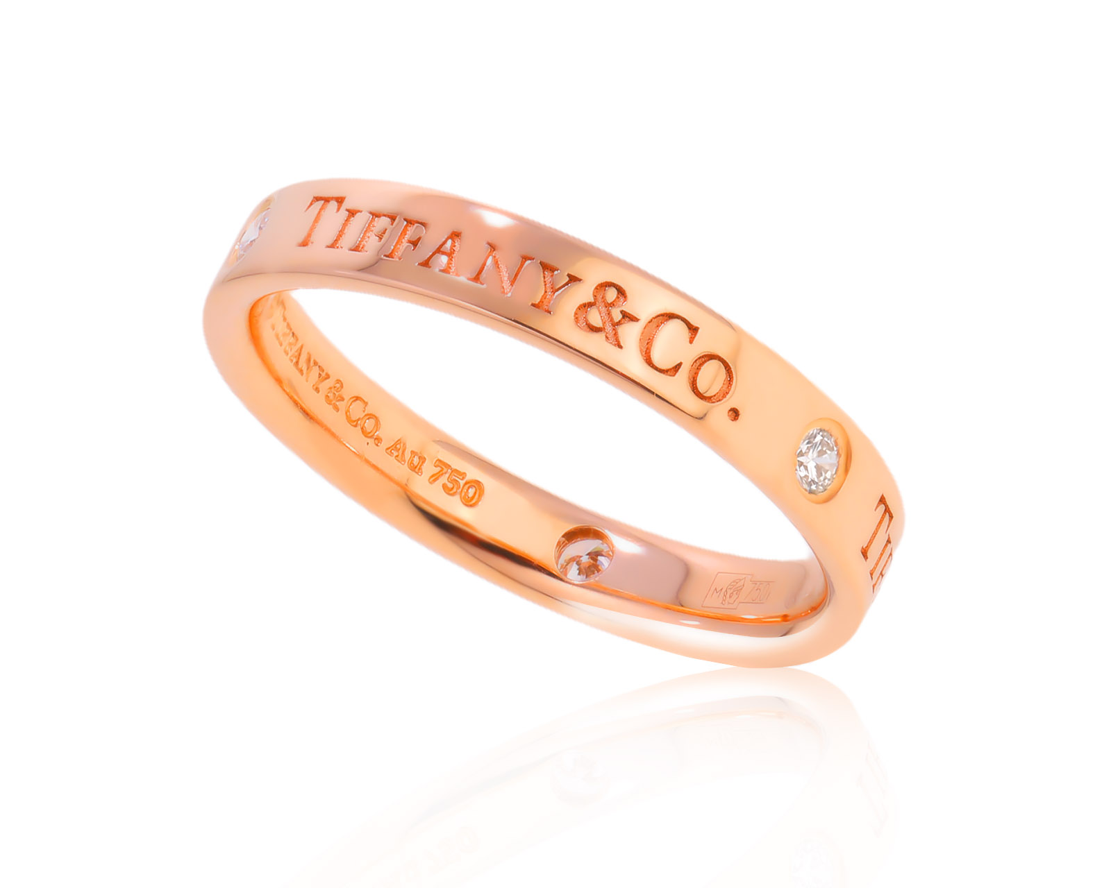 Оригинальное золотое кольцо с бриллиантами 0.07ct Tiffany&Co Band