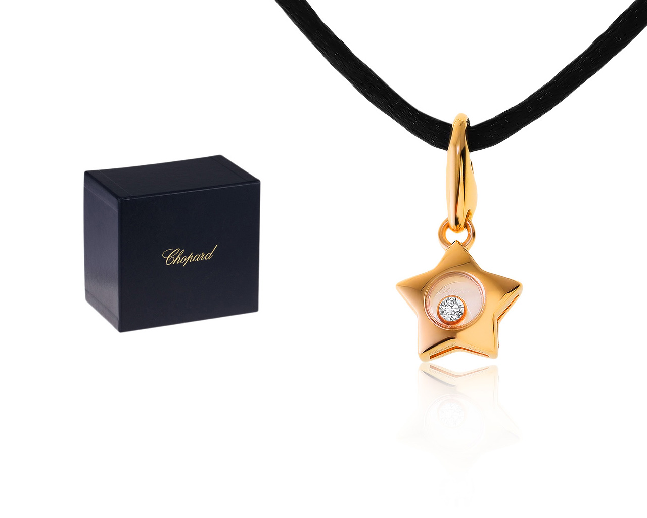 Оригинальный золотой кулон с бриллиантом 0.05ct Chopard