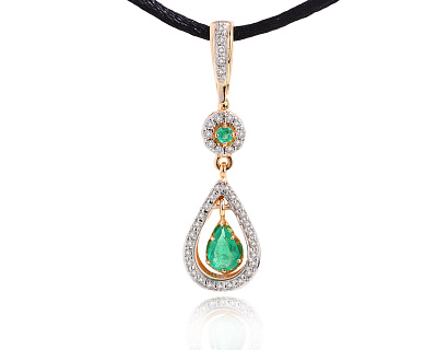 Золотой кулон с изумрудами 0.48ct и бриллиантами 0.38ct 050325/1