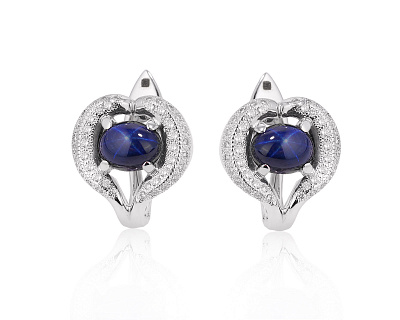 Оригинальные золотые серьги со звездчатыми сапфирами 4.21ct Maxim Demidov 280425/КМ185