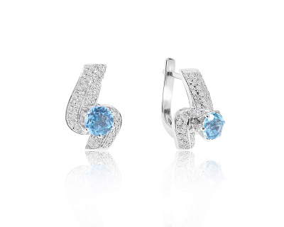 Потрясающие золотые серьги с топазами 2.08ct 291220/5-1