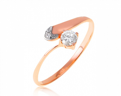 Модное золотое кольцо с бриллиантами 0.18ct 050518/1