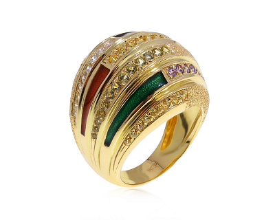 Оригинальное золотое кольцо с эмалью Magie 190224/23