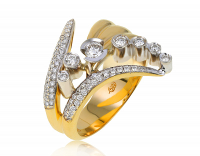 Престижное золотое кольцо с бриллиантами 0.90ct 040621/11