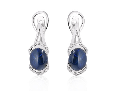 Оригинальные золотые серьги со звездчатыми сапфирами 10.74ct Maxim Demidov 280425/КМ182