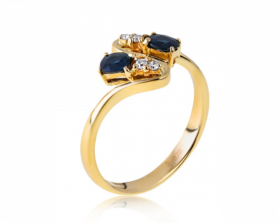 Оригинальное золотое кольцо с сапфирами 0.36ct Capra 250321/4