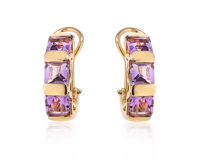 Оригинальные золотые серьги с аметистами 5.60ct Stefani Stefano 271224/11