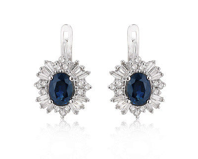 Золотые серьги с сапфирами 2.88ct и бриллиантами 1.08ct 240225/6