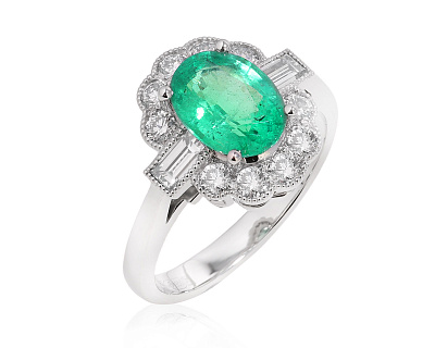 Платиновое кольцо с изумрудом Замбия 1.62ct Evgeny Matveev 090725/Б169