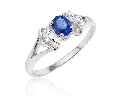 Золотое кольцо с сапфиром 0.41ct и бриллиантами 0.09ct 120924/12