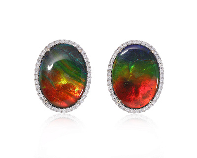 Золотые серьги с аммолитами 17.85ct Evgeny Matveev 090425/Б115