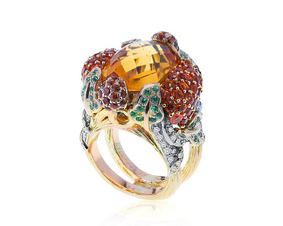 Коктейльное золотое кольцо с цветными камнями 21.95ct 280522/10