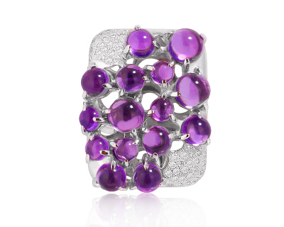 Оригинальное золотое кольцо с аметистами 8.81ct Maxim Demidov 280425/КМ189