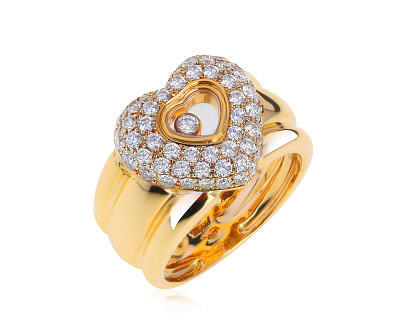 Оригинальное золотое кольцо c бриллиантами 1.01ct Chopard Happy Diamonds 050422/1