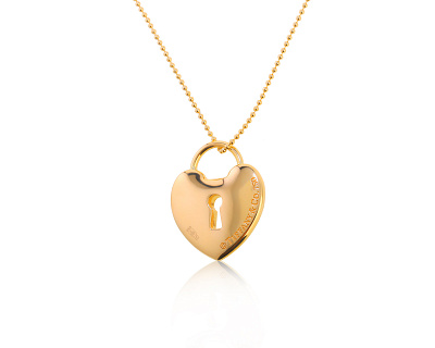 Оригинальный золотой кулон Tiffany&Co Heart Lock Keyhole 070322/5