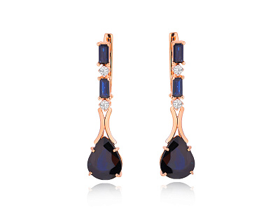 Золотые серьги с сапфирами 8.68ct и бриллиантами 0.20ct 250325/12