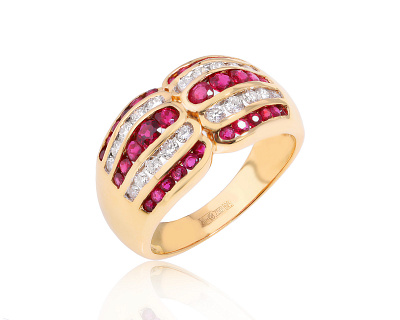 Золотое кольцо с рубинами 1.20ct и бриллиантами 0.44ct 260524/8