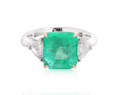 Золотое кольцо с изумрудом 3.78ct и бриллиантами 0.52ct 070425/1