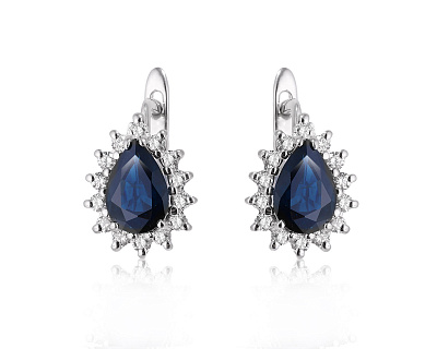 Золотые серьги с сапфирами 2.67ct и бриллиантами 0.45ct 130225/1