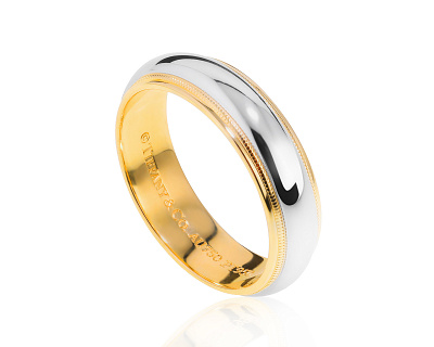 Оригинальное золотое кольцо Tiffany&Co Milgrain 290422/5